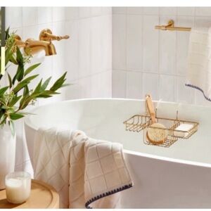 NWT Hearth&Hand with Magnolia Over-the-Side Wired Bathtub Caddy Brass Finish